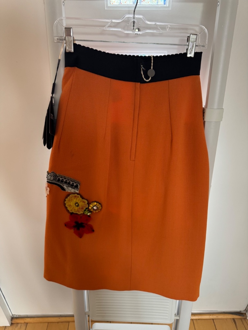 Dolce & Gabbana Embellished Wool Orange Pisa Skirt – IT 38 / US 2 - Picture 4 of 6